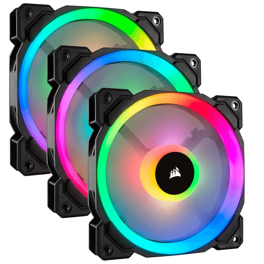 Corsair LL120 RGB 120mm Dual Light Loop RGB LED PWM Fan — 3 Fan Pack with Lighting Node PRO