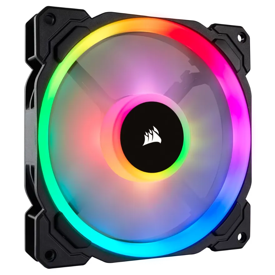 Corsair LL140 RGB 140mm Dual Light Loop RGB LED PWM Fan — 2 Fan Pack with Lighting Node PRO