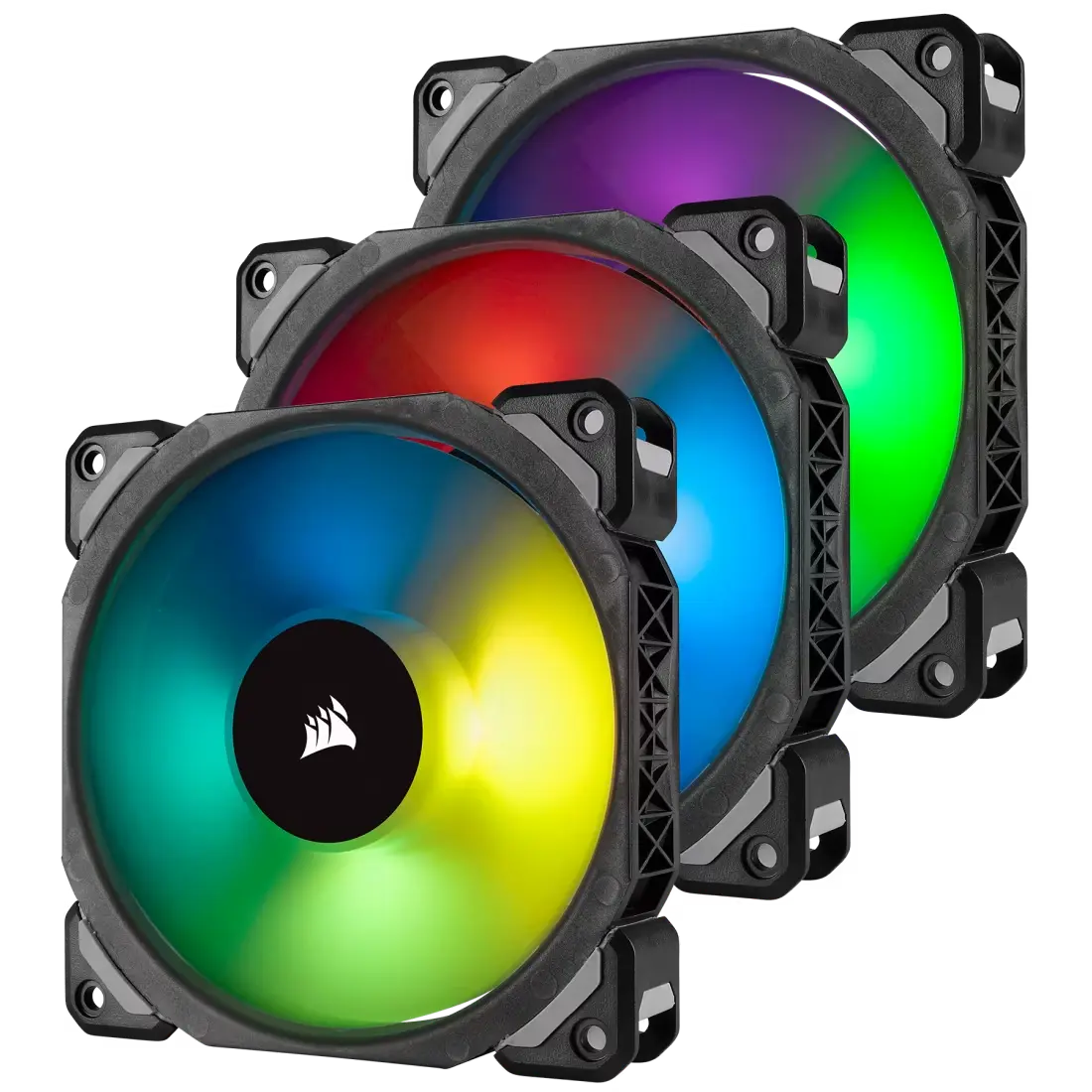 Corsair ML120 PRO RGB LED 120MM PWM Premium Magnetic Levitation Fan — 3 Fan Pack with Lighting Node PRO