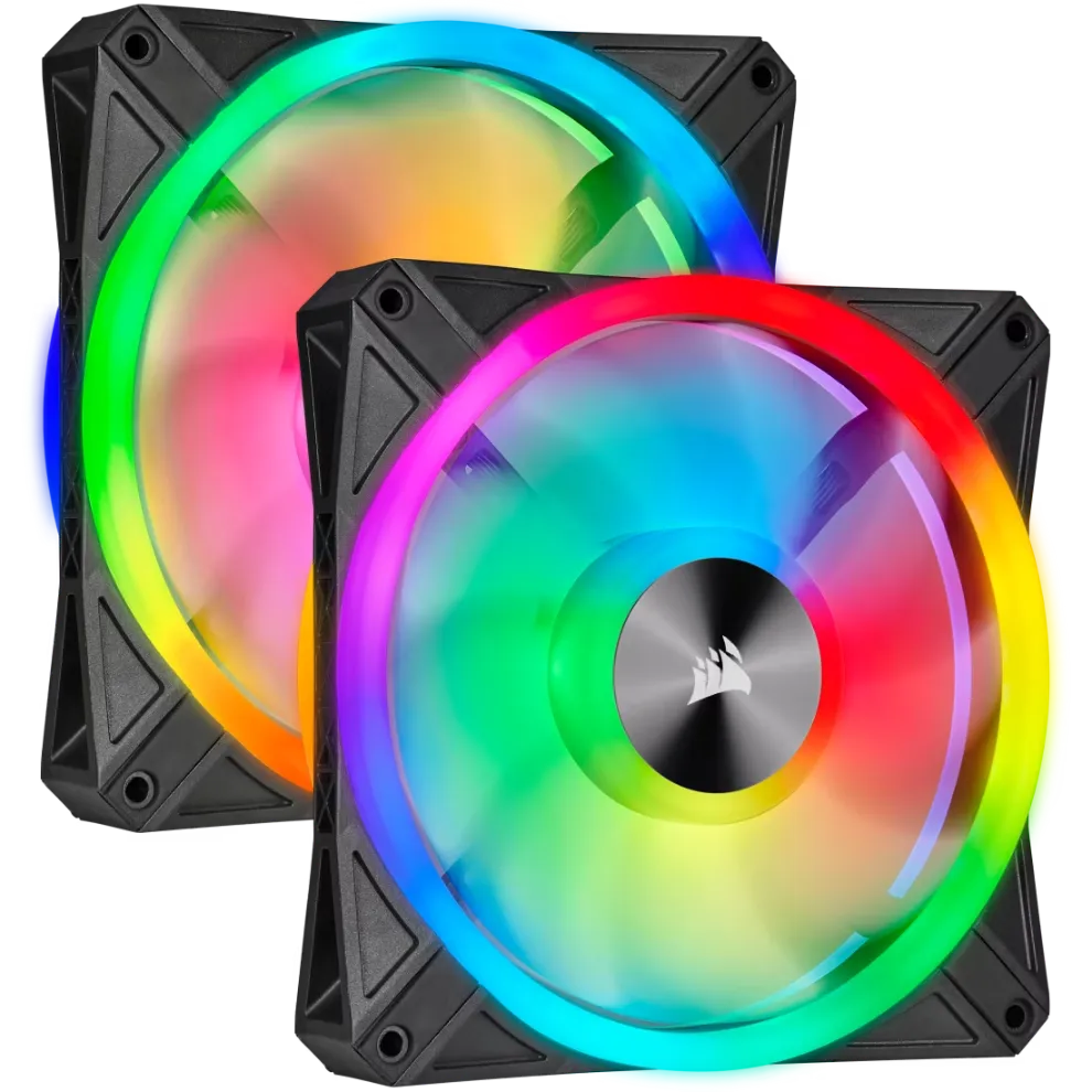 Corsair iCUE QL140 RGB 140mm PWM Dual Fan Kit with Lighting Node CORE