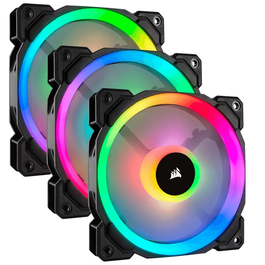 Corsair LL120 RGB 120mm Dual Light Loop RGB LED PWM Fan — 3 Fan Pack with Lighting Node PRO
