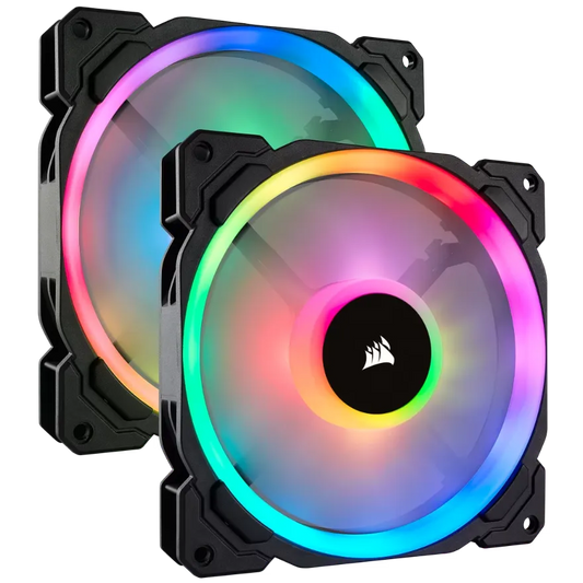 Corsair LL140 RGB 140mm Dual Light Loop RGB LED PWM Fan — 2 Fan Pack with Lighting Node PRO